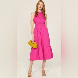 Peter Som Pink Sleeveless Cross Back Midi Dress